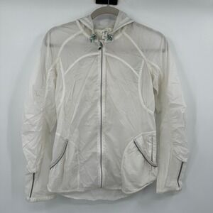 Lululemon Athletica Fast & Free White Lightweight‎ Hooded Running Jacket Size 4